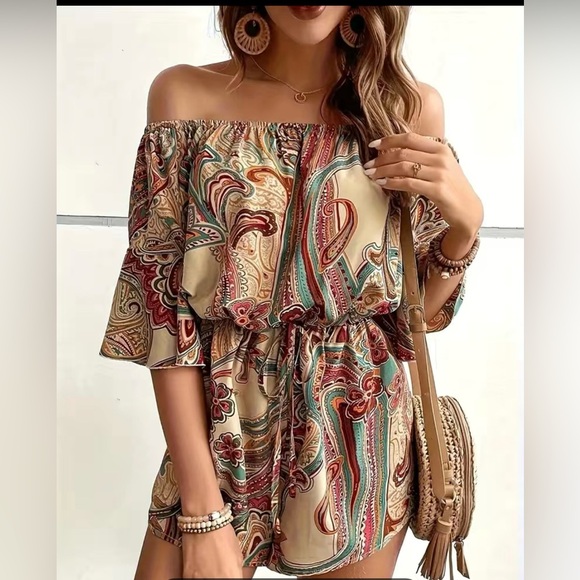 Pants - New Off the Shoukder Boho Romper